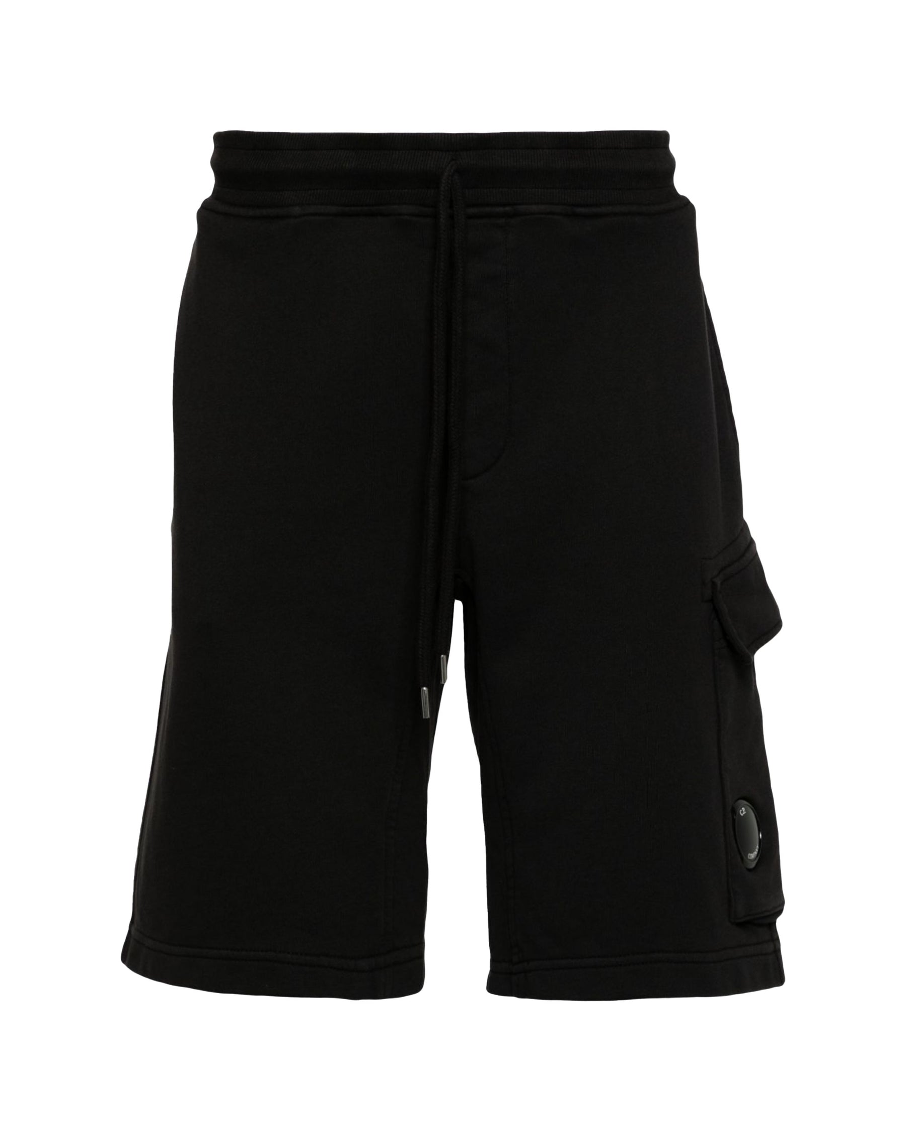 Short Uomo CP Company Cotton Diagonal Fleece Logo Shorts Nero