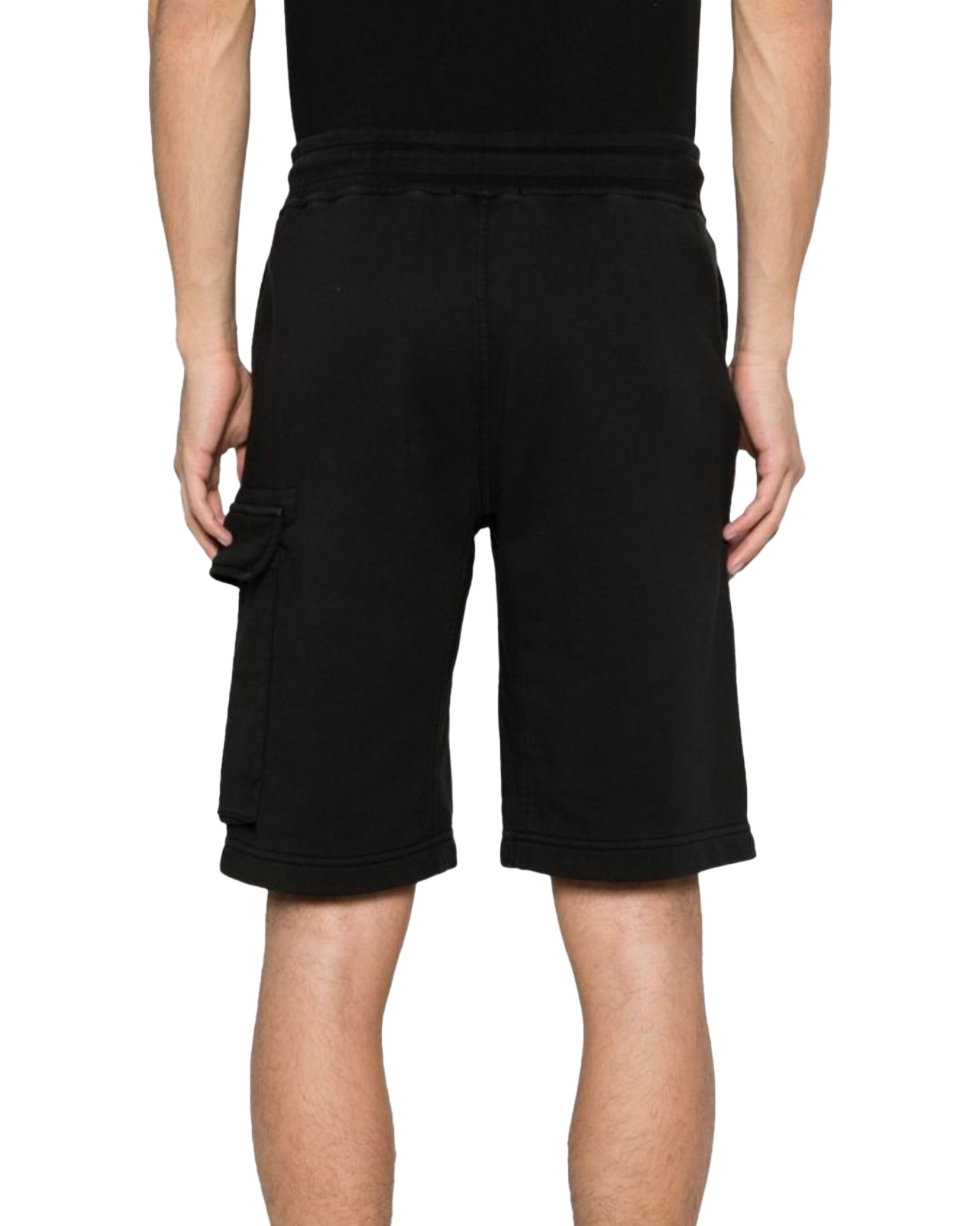 Short Uomo CP Company Cotton Diagonal Fleece Logo Shorts Nero