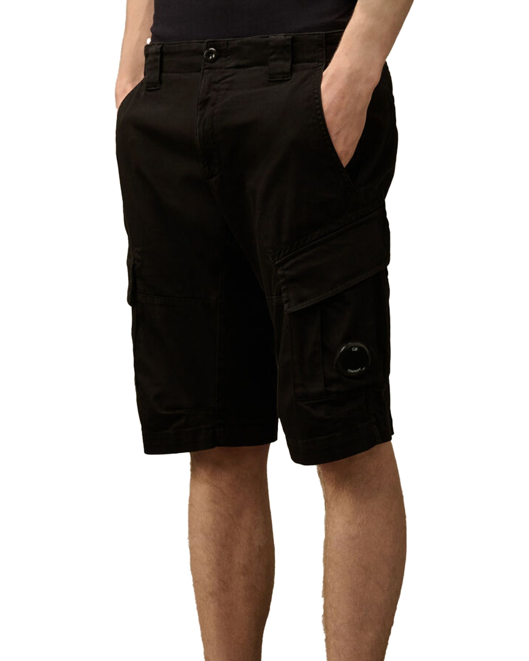 CP Company Sateen Stretch Cargo Short Black