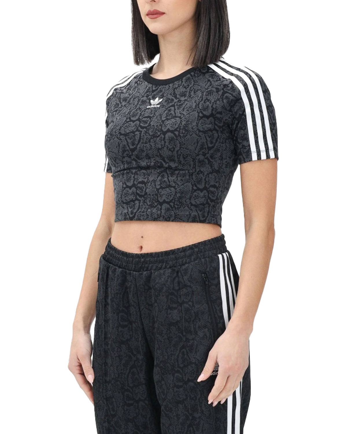 T-Shirt Donna Adidas Snake Baby Tee Black-Multco