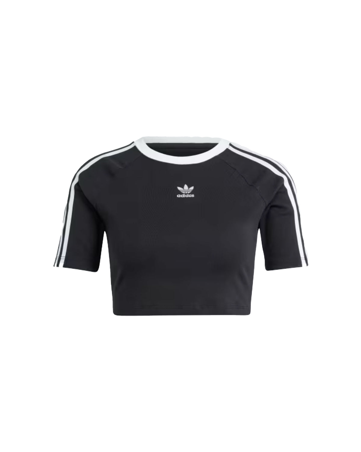 T-Shirt Donna Crop Adidas 3 Stripe Nero