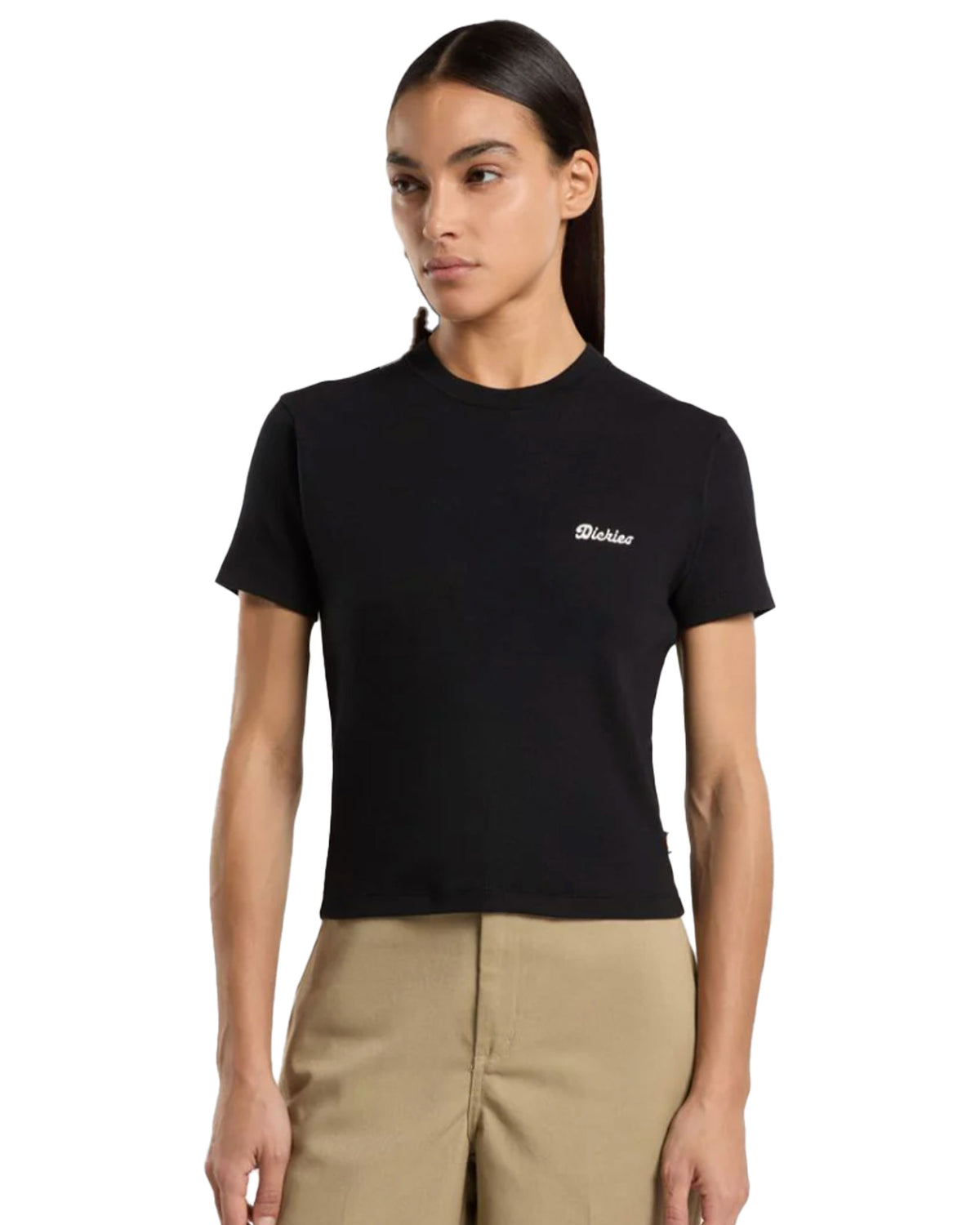 T-Shirt Donna Dickies Lewistown Embro Ss Tee W Nero