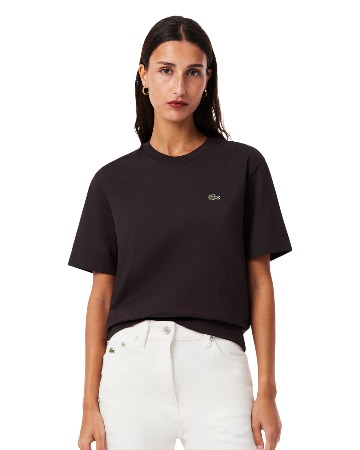 T-Shirt Donna Lacoste Relaxed Basic Logo Marrone