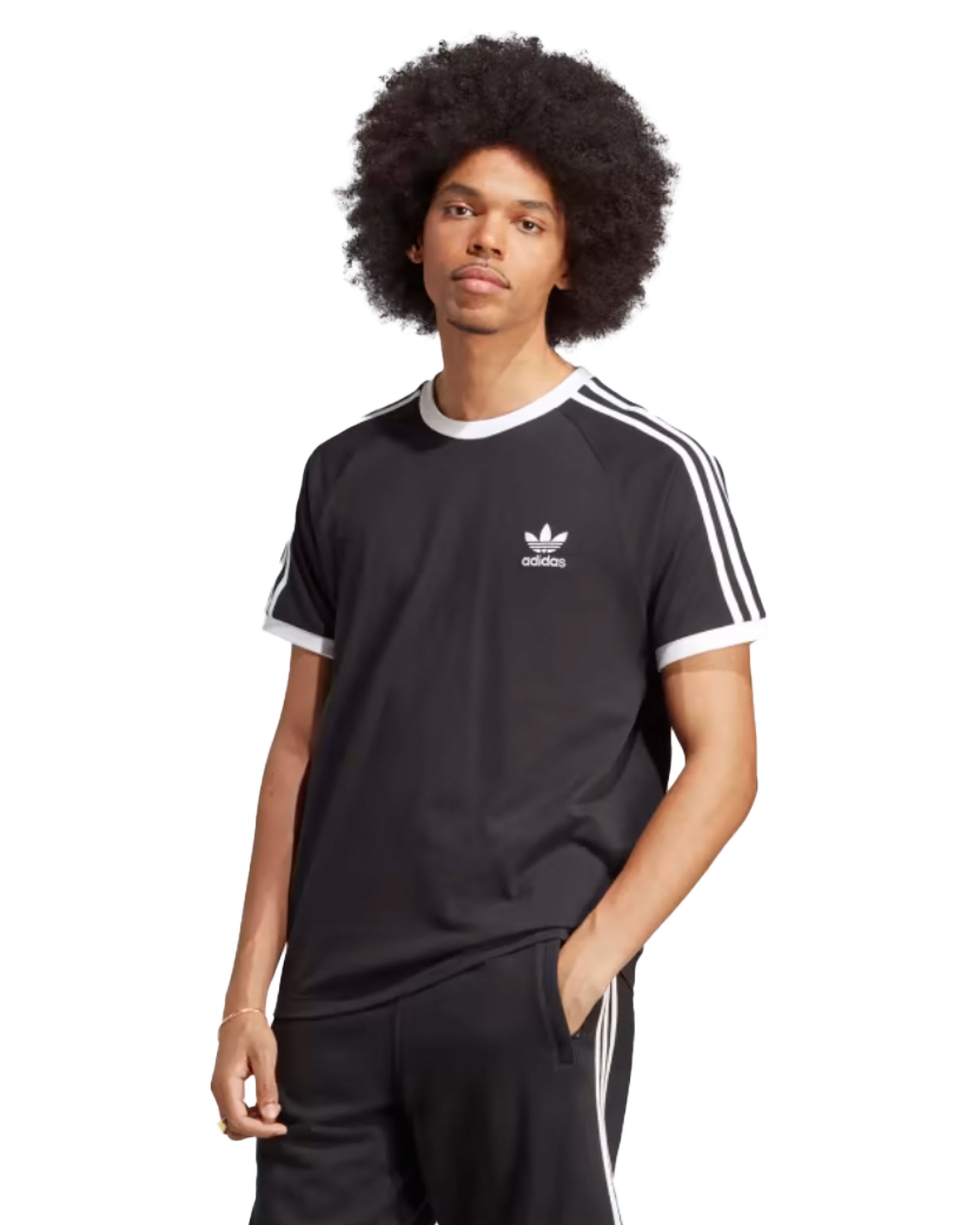 Man Tee Adidas 3-Stripes Black White