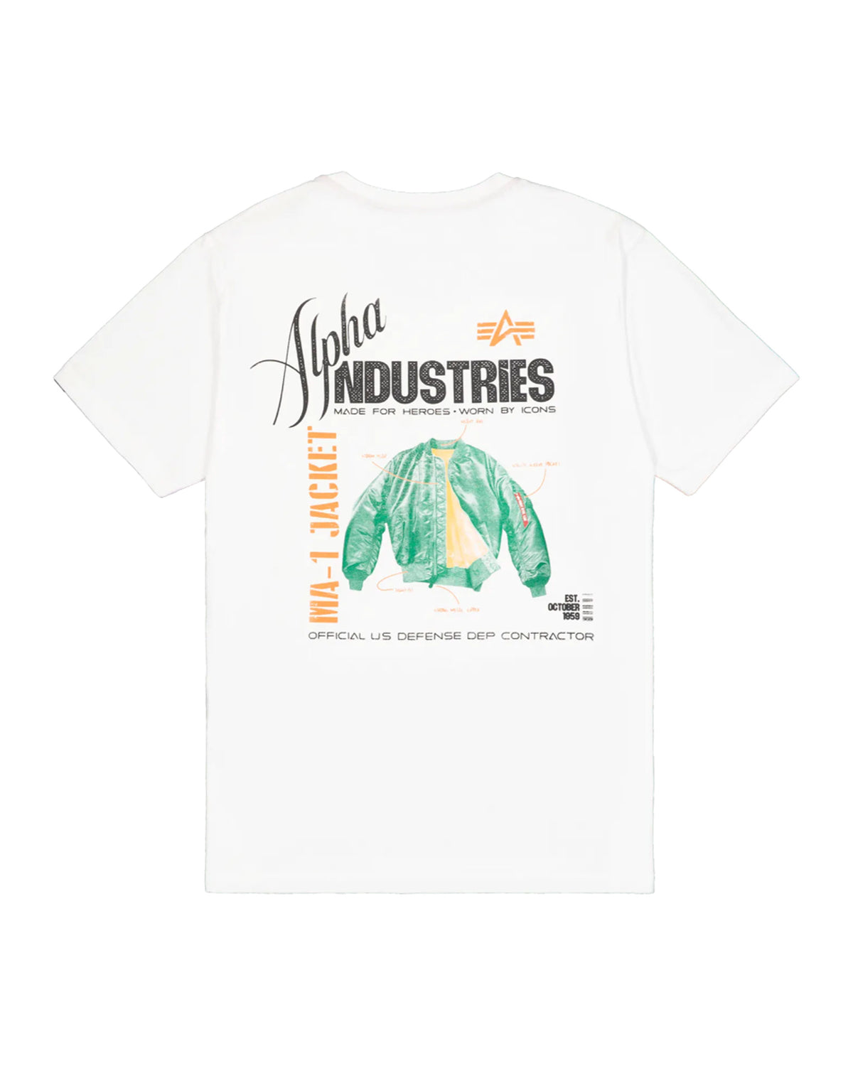 T-Shirt Uomo Alpha Industries Heritage Backprint Bianco
