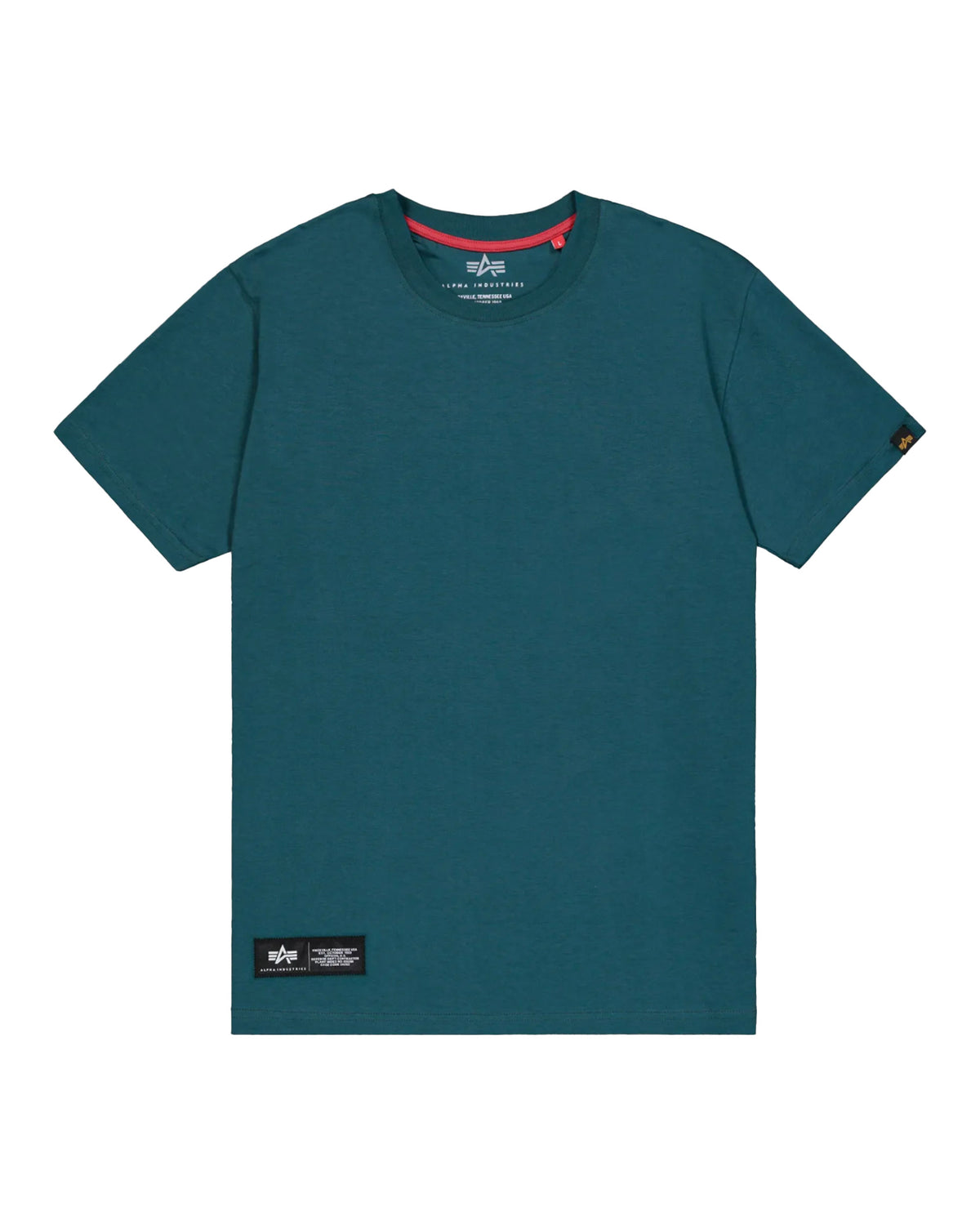 T-Shirt Uomo Alpha Industries Label Backprint Verde Petrolio