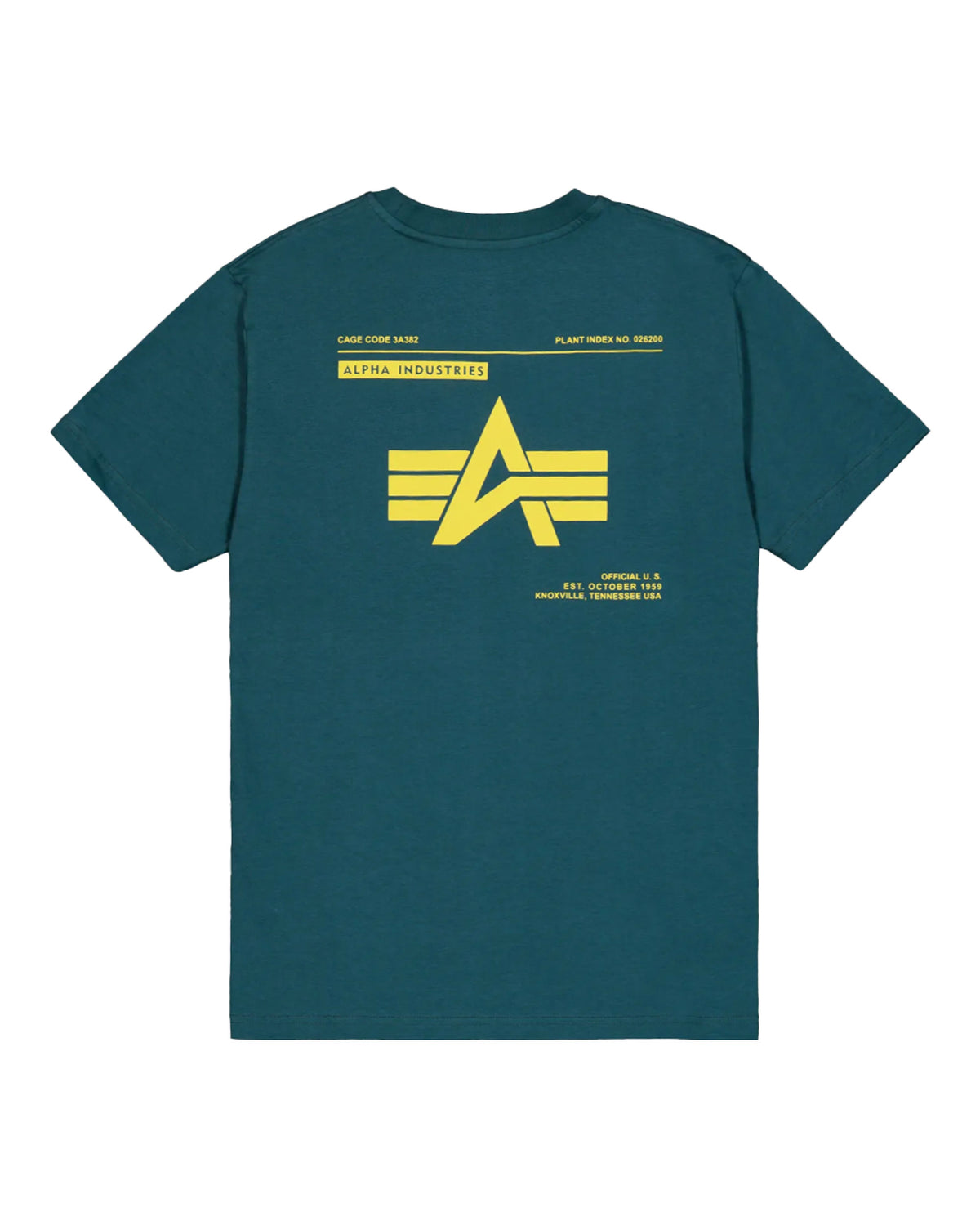 T-Shirt Uomo Alpha Industries Label Backprint Verde Petrolio