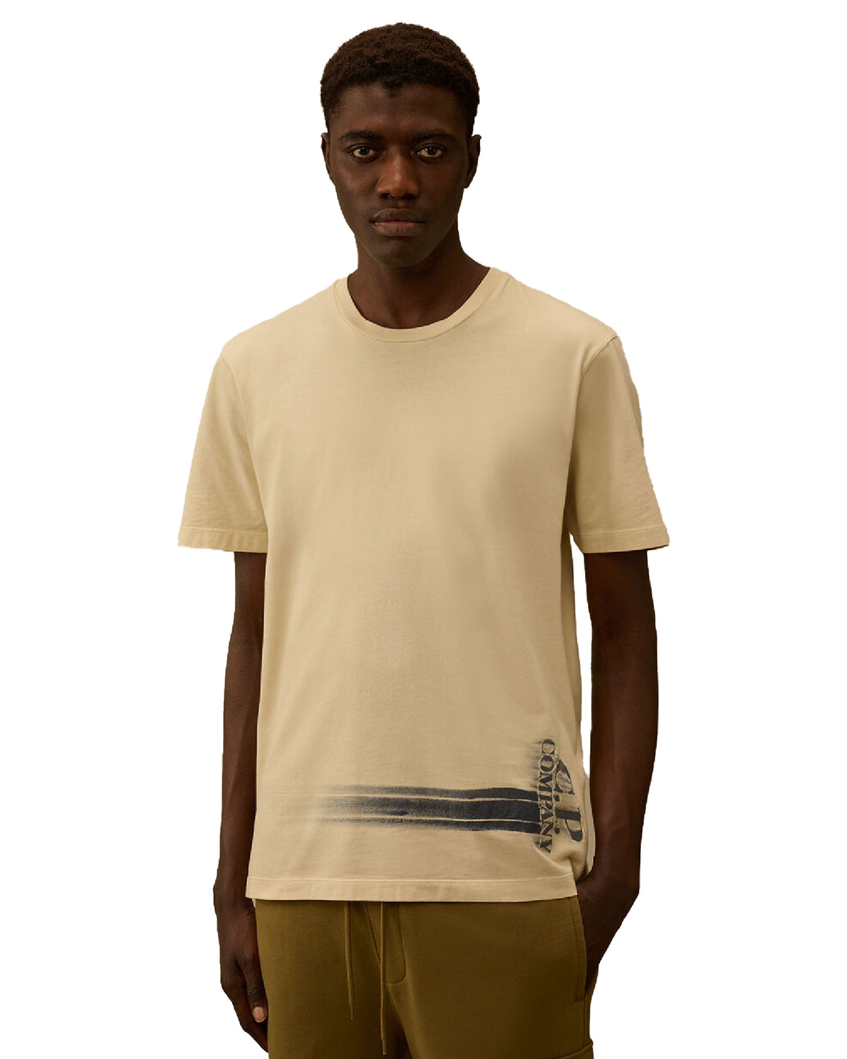 T-Shirt Uomo CP Company Jersey 24-1 Frozen Dew Beige