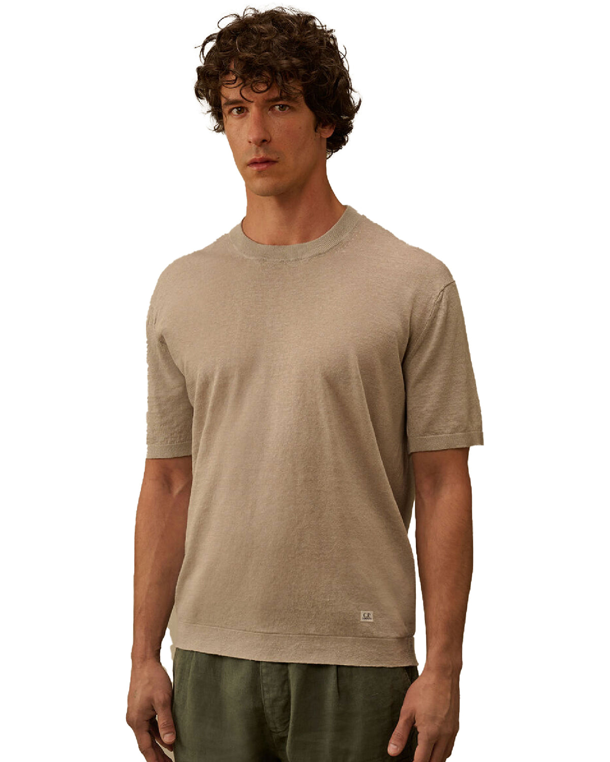 CP Company Knitwear Crew Neck In Flax Dove Beige