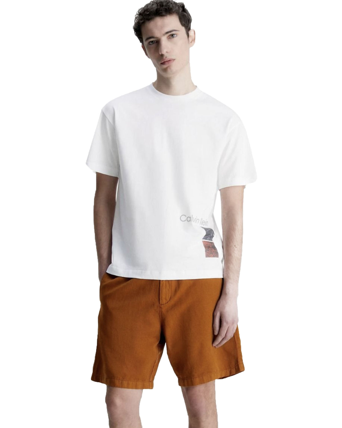 T-Shirt Uomo Calvin Klein Photo Side Print Bianco
