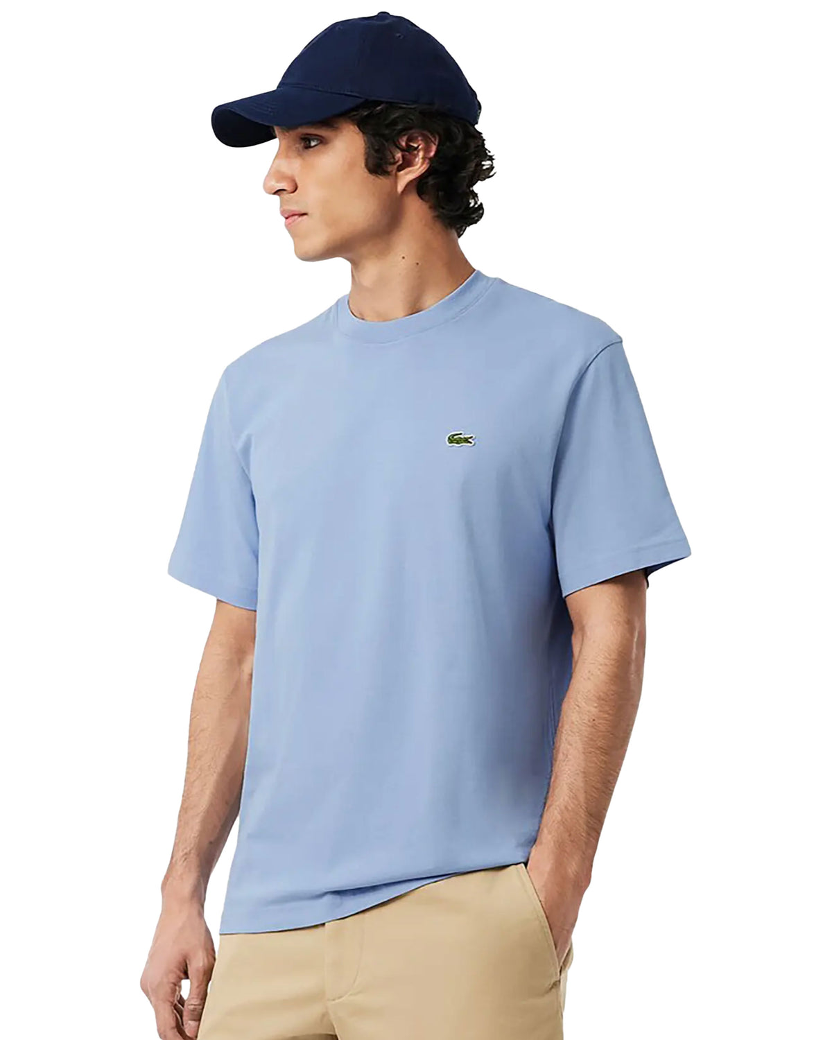 T-Shirt Uomo Lacoste Basic Logo Celeste