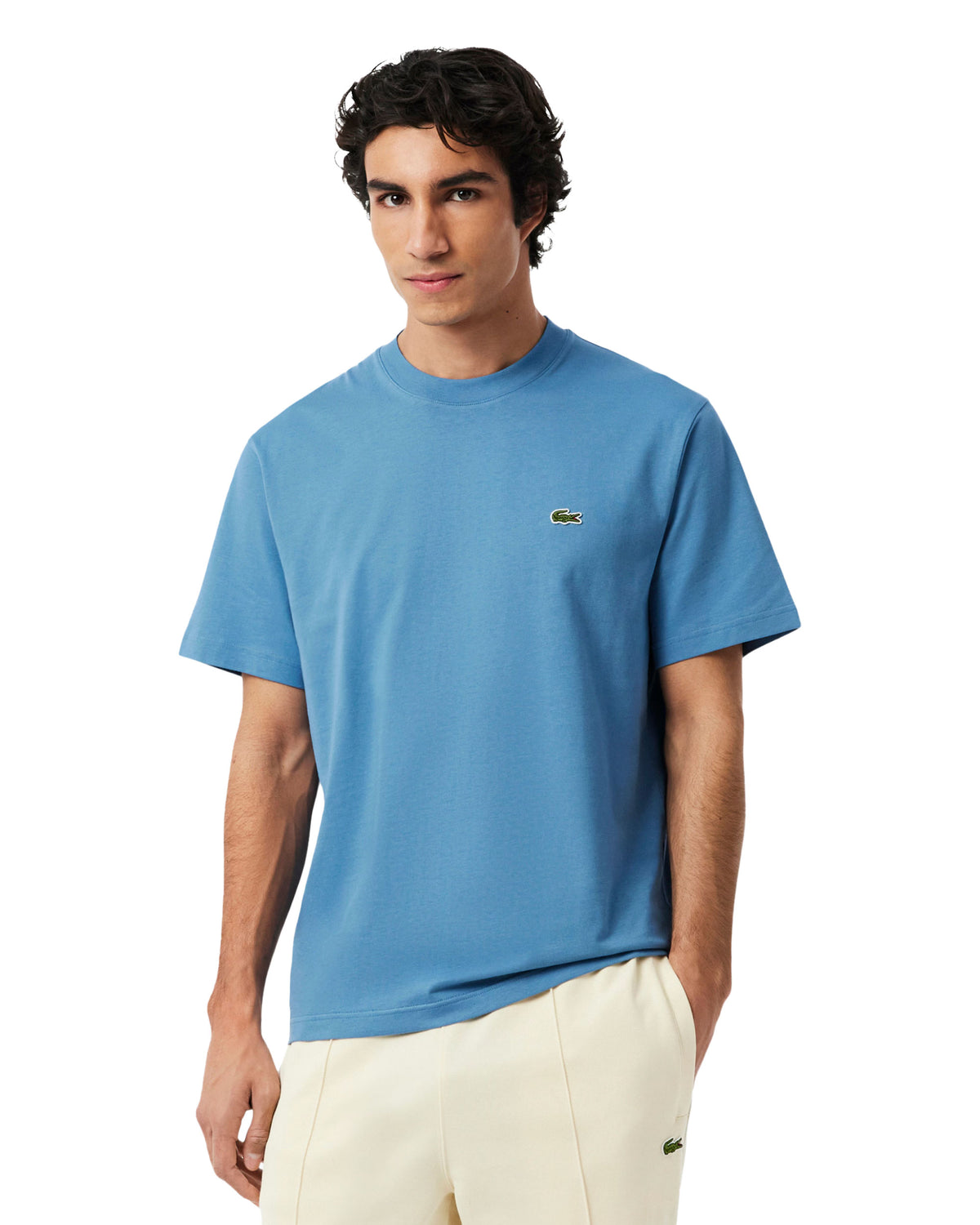T-Shirt Uomo Lacoste Basic Logo Celeste