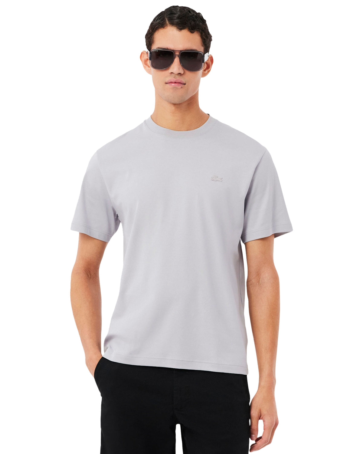 T-Shirt Uomo Lacoste Classic Logo Grigio Chiaro