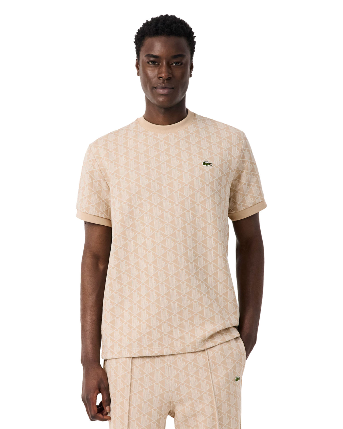 T-Shirt Uomo Jacquard Monogramma Beige