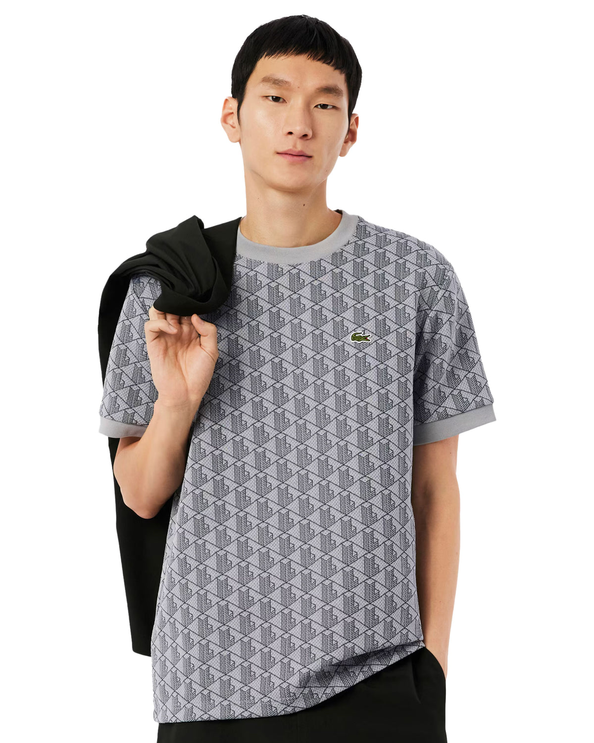 T-Shirt Uomo Monogramma Jacquard Grigio