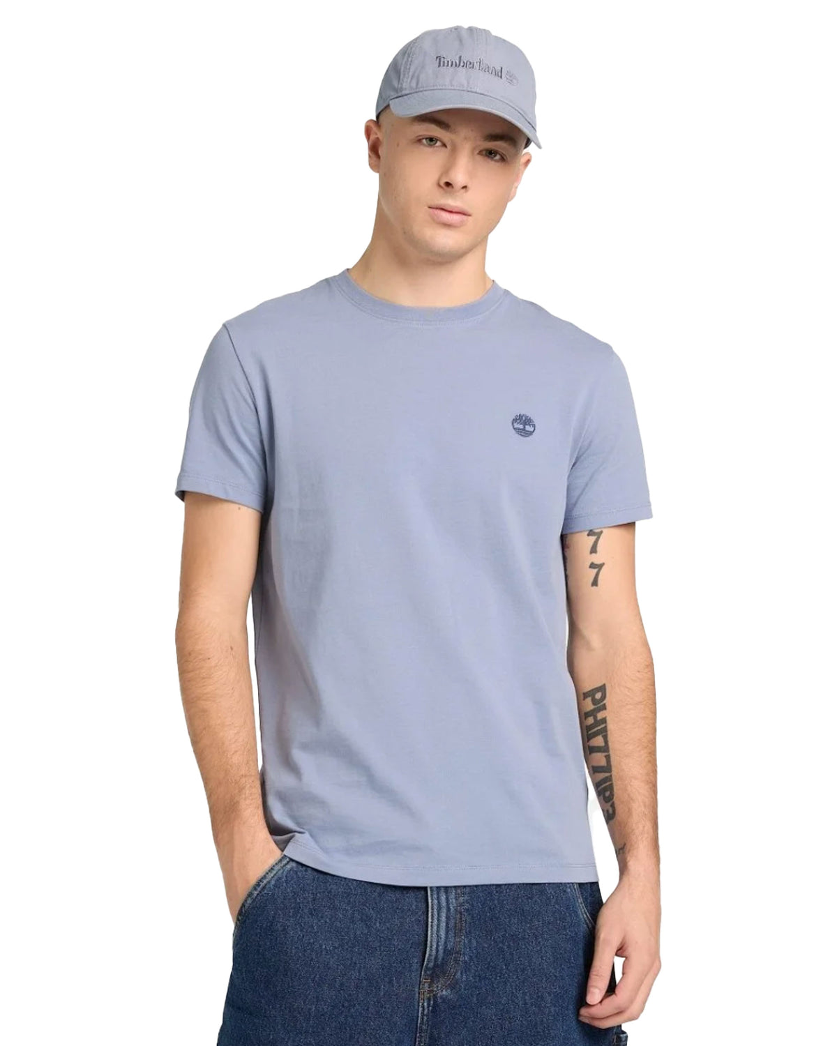 T-Shirt Uomo Timberland Dunstan River Short Sleeve Celeste Stone Wash