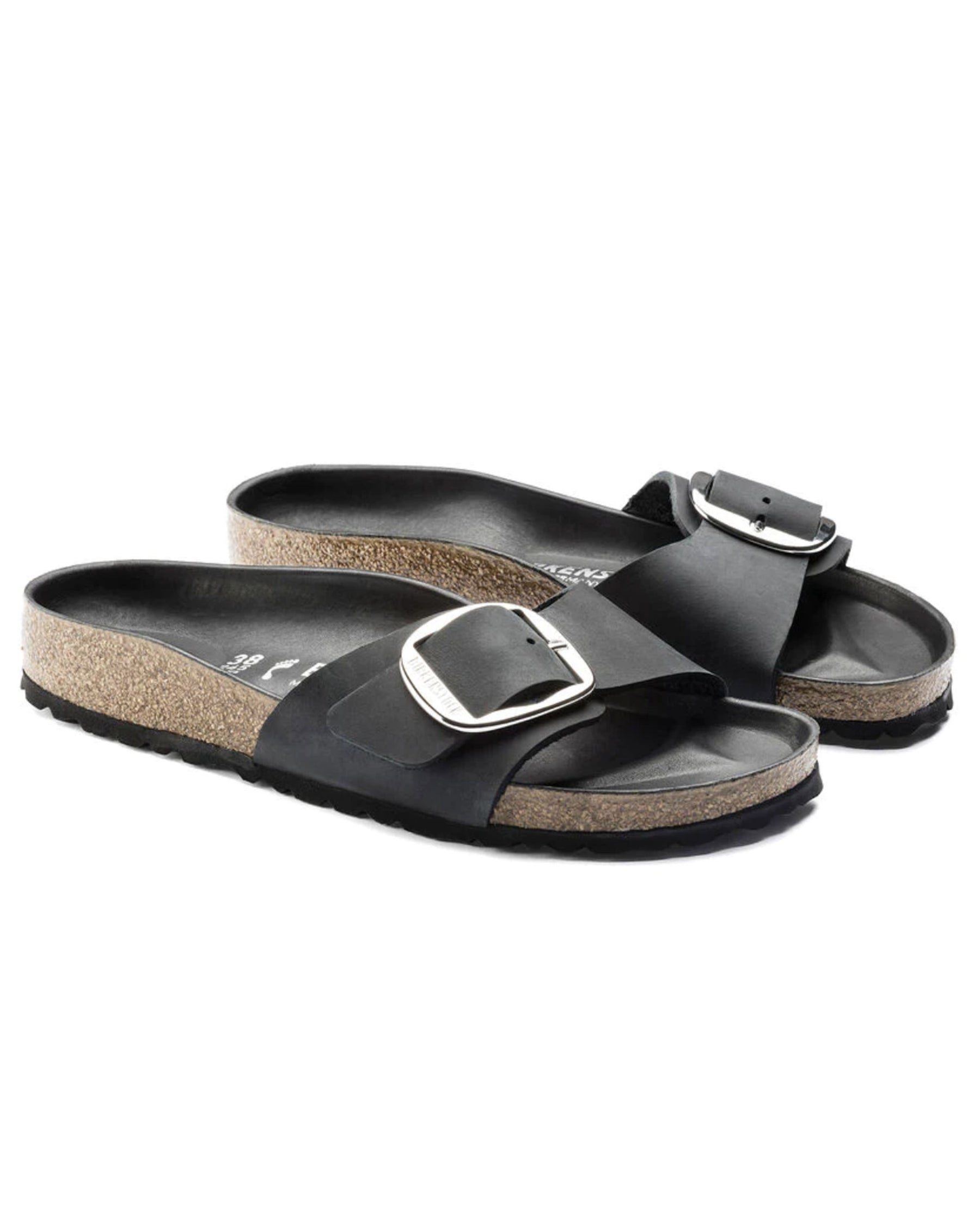 Birkenstock Madrid Big Buckle Black Oiled Leather Slim Fit