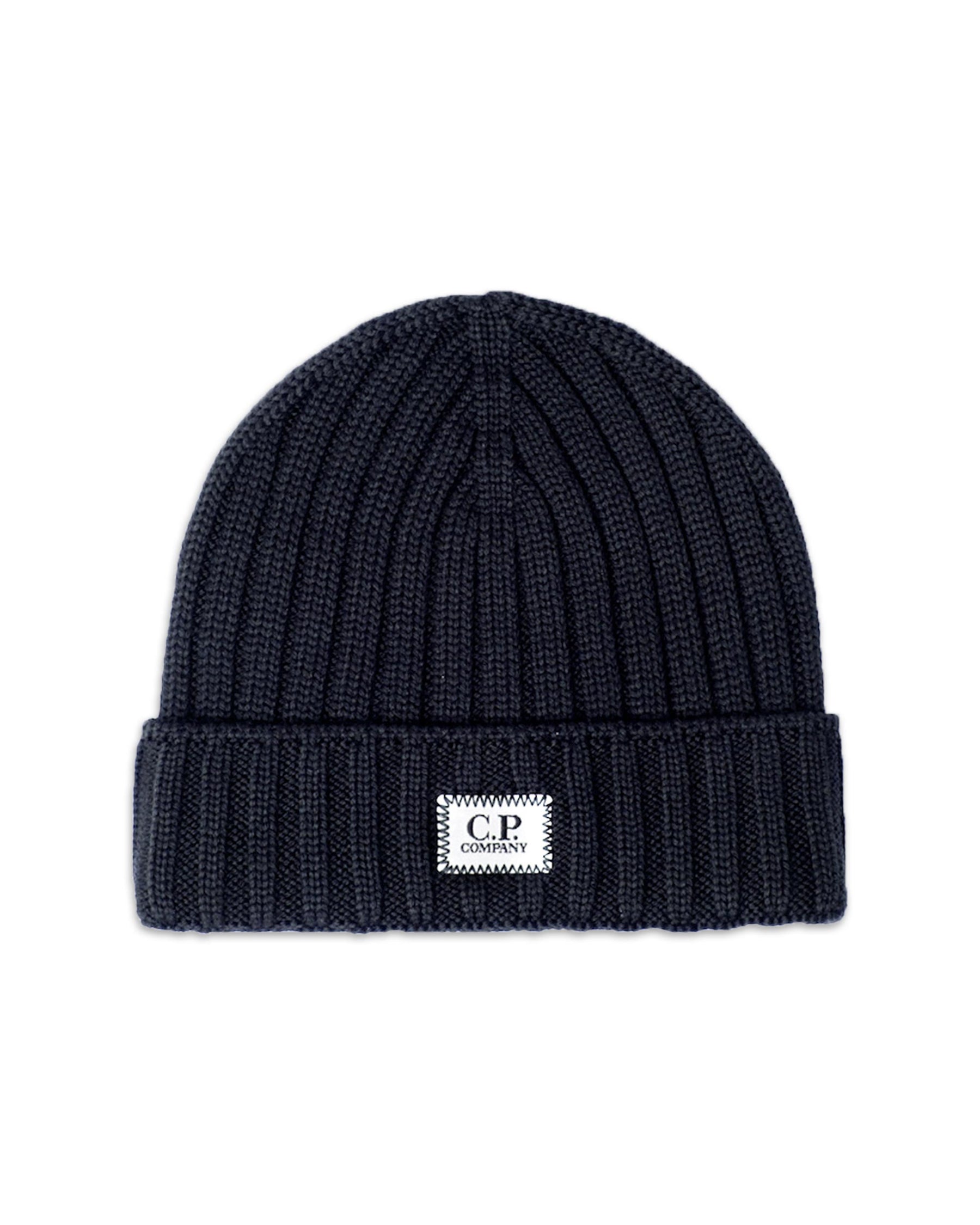 Cp Company Extra Fine Merino Wool Logo Beanie