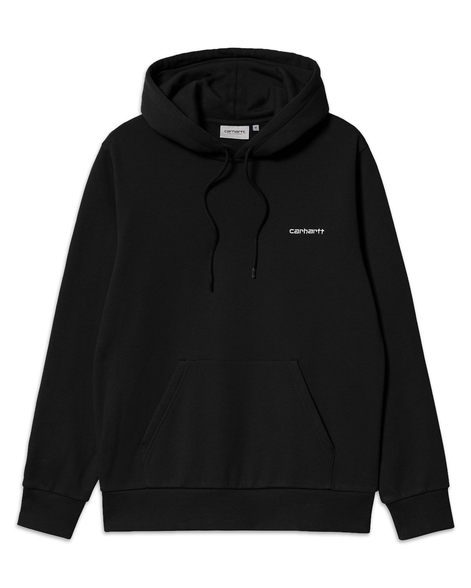 Man Carhartt Wip Hooded Script Embroidery Sweat Black