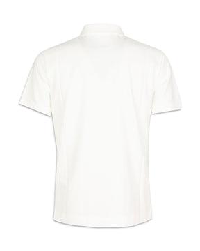 CP Company Stretch Piquet Slim Zipped Polo Shirt Gauze White
