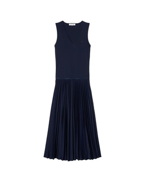 Abito Lungo Plissettato Donna Lacoste Blu