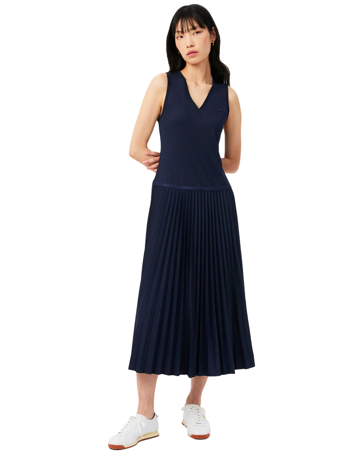 Abito Lungo Plissettato Donna Lacoste Blu