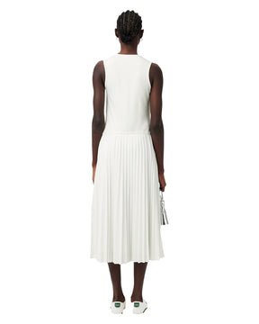 Lacoste Women's Long Pleated Dress White