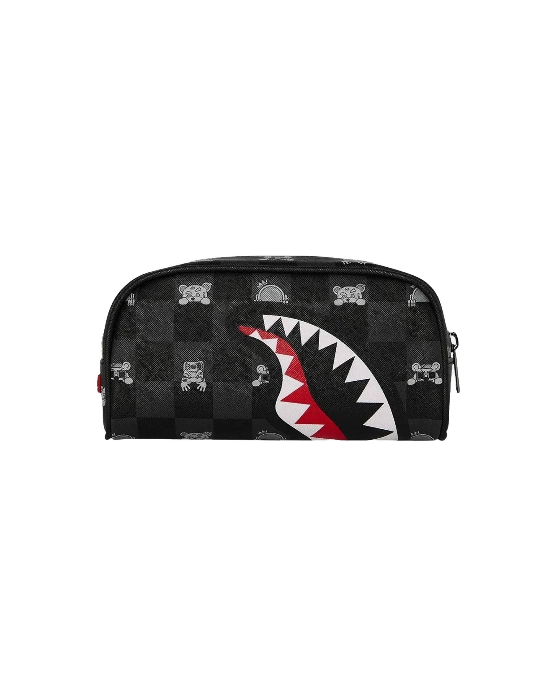 Astuccio Sprayground Gray Peeking Character Check Pouch