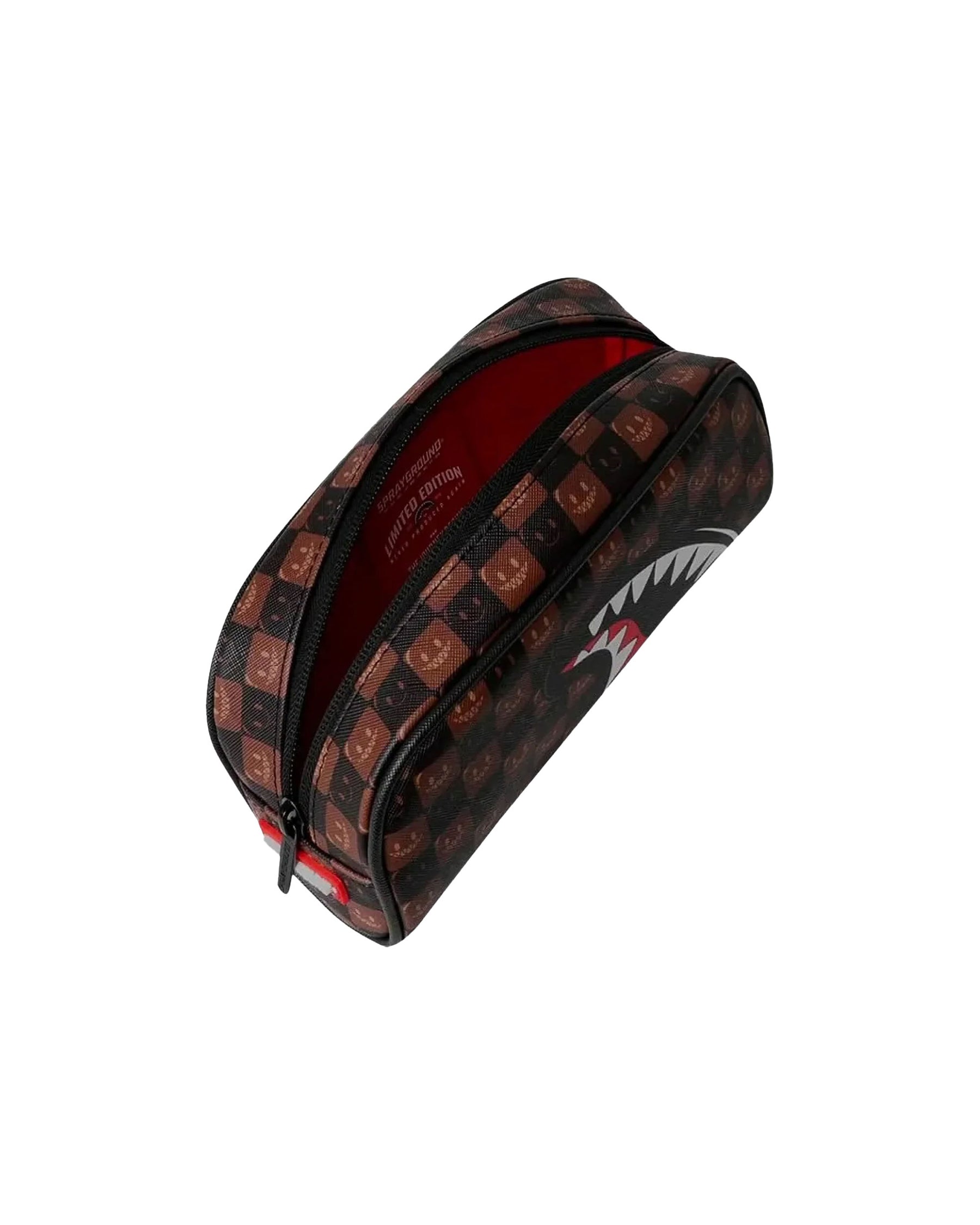 Astuccio Sprayground Sharks In Paris Wtf Bubble Brown Check Pouch Marrone