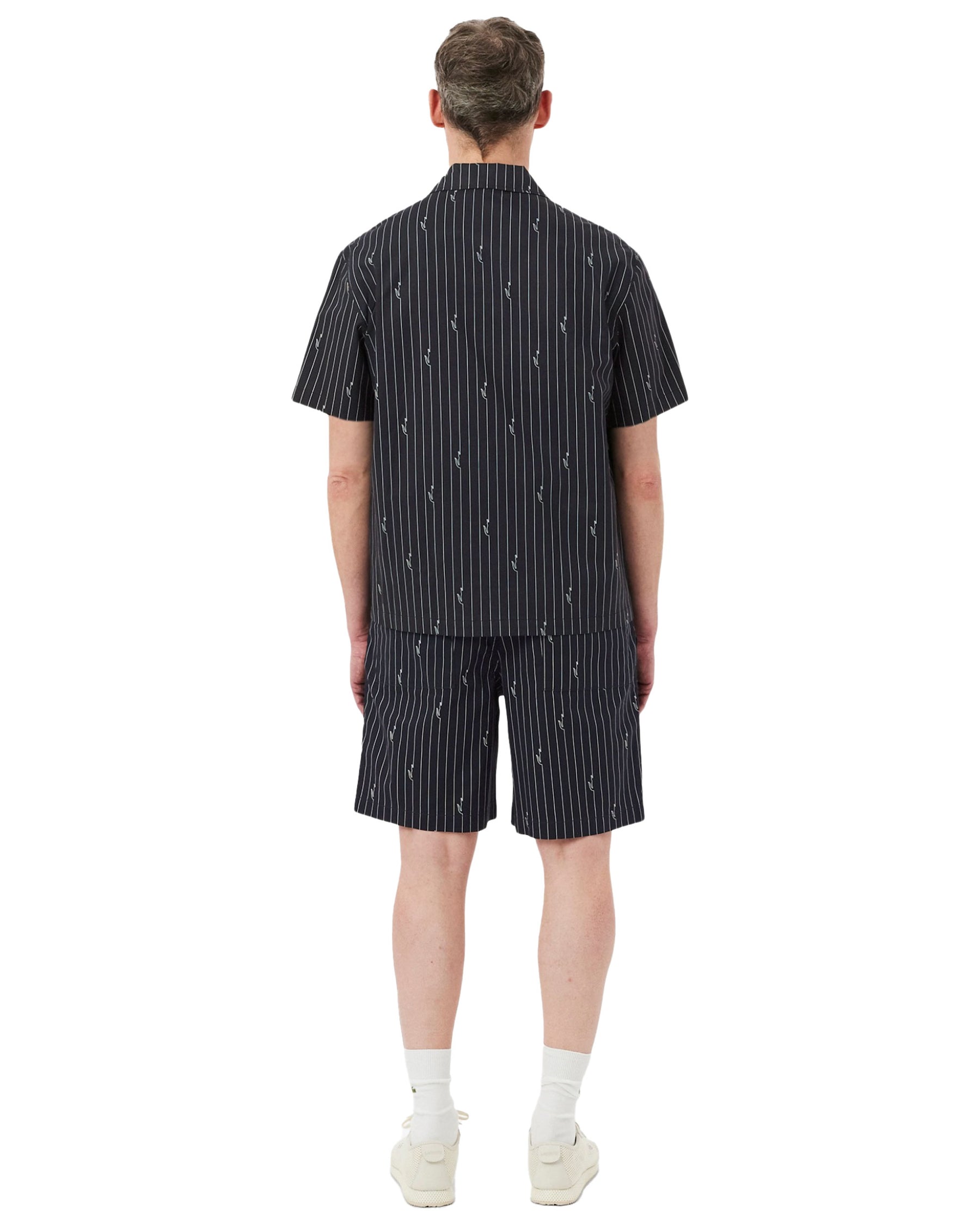 Bermuda Uomo Lacoste a Righe con Coccodrillo Nero