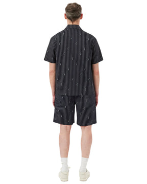 Bermuda Uomo Lacoste a Righe con Coccodrillo Nero