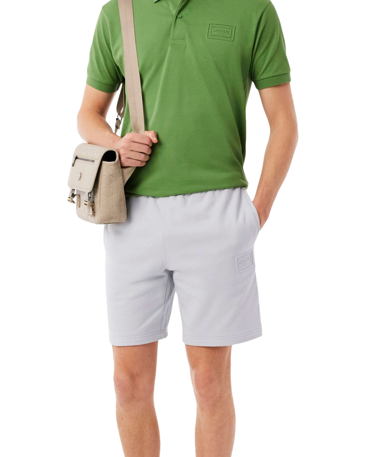 Bermuda Uomo Lacoste logo goffrato Grigio