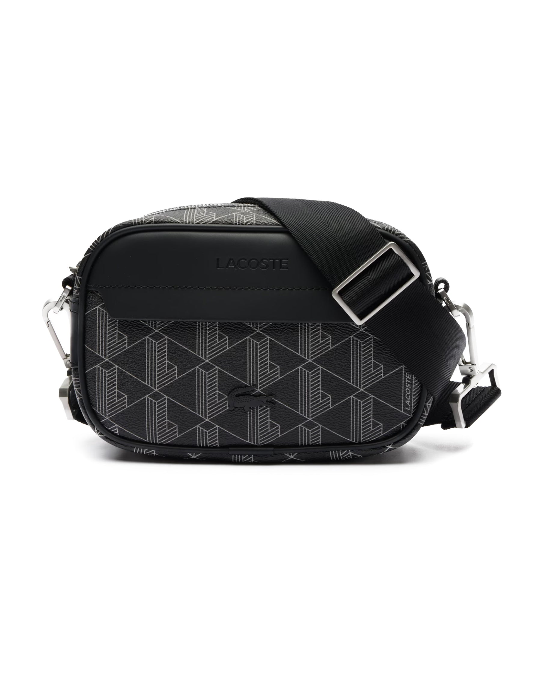 Borsa a Tracolla Lacoste Monogram Noir Gris S Reporter Bag