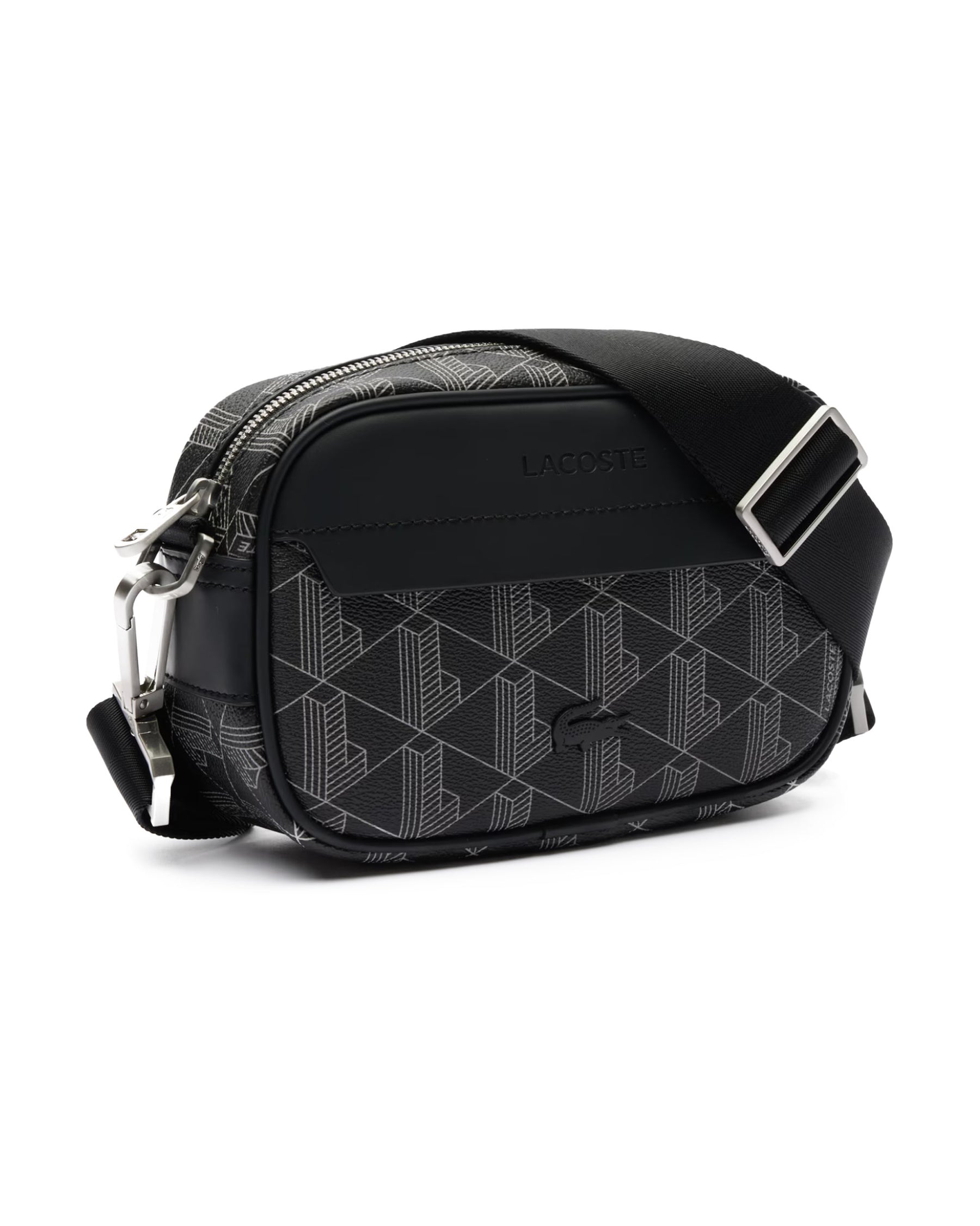Borsa a Tracolla Lacoste Monogram Noir Gris S Reporter Bag