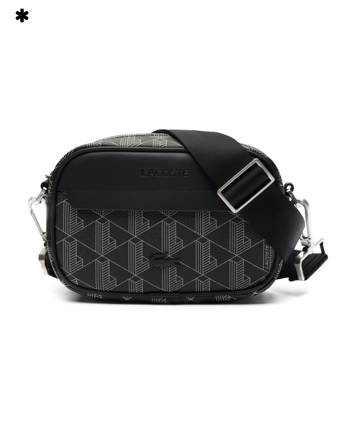 Lacoste Monogram Noir Gris S Reporter Bag