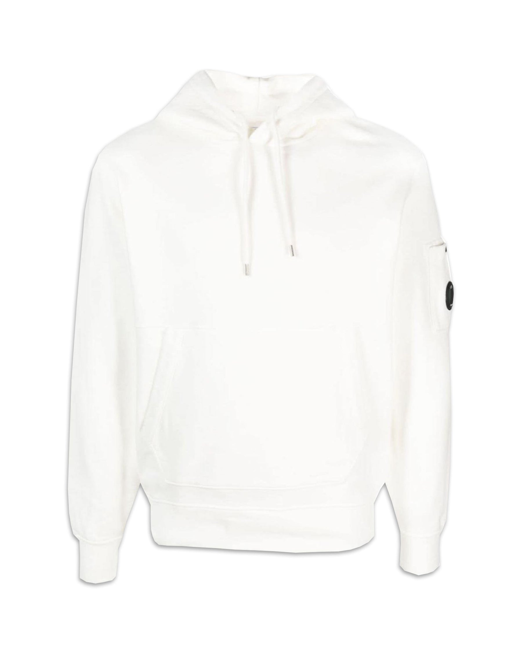 CP Company Brushed & Emerized Diagonal Fleece Lens Hoodie Gauze White