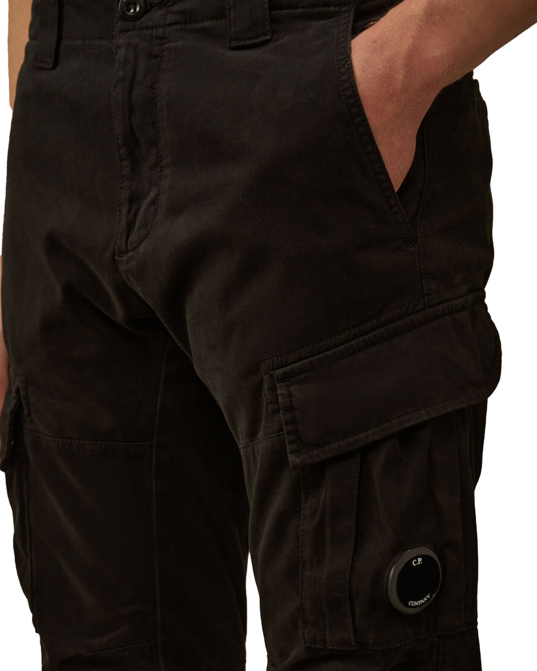 CP Company Cargo Pant in Stretch Satin Nero