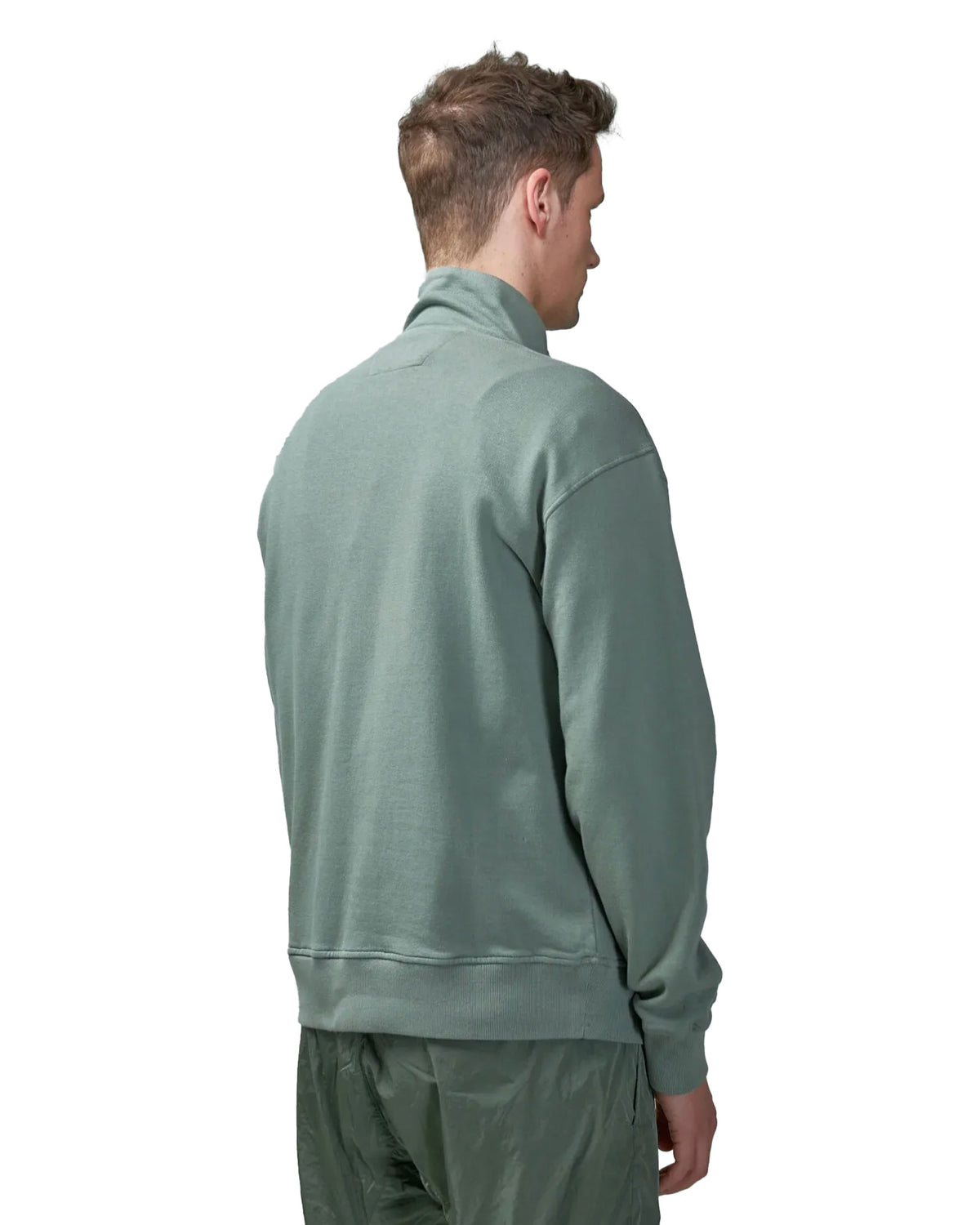 CP Company Cotton Fleece Mixed Zipped Sweatshirt Agave Green