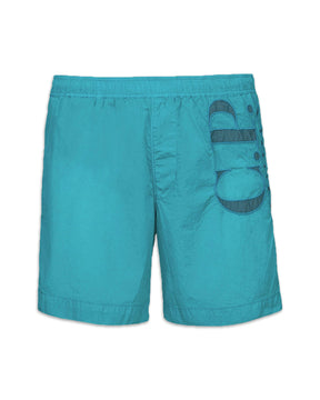 CP Company Eco-Chrome R Long Logo Swim Shorts Tile Blue