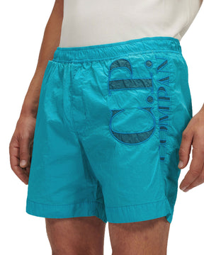 CP Company Eco-Chrome R Long Logo Swim Shorts Tile Blue