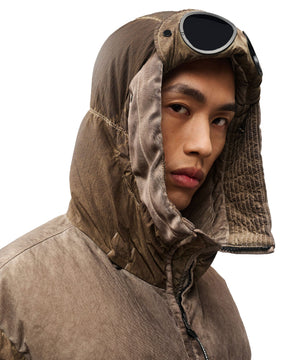 CP Company Eco-Chrome R Mixed Goggle Down Jacket Re-Color Brown