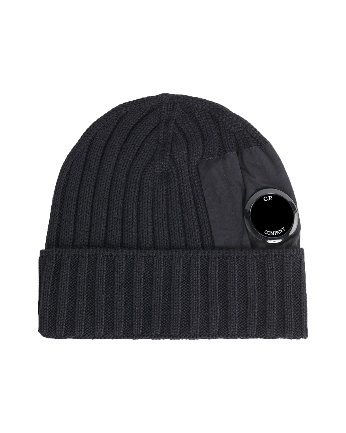 CP Company Extrafine Merino Wool Side Lens Beanie Black