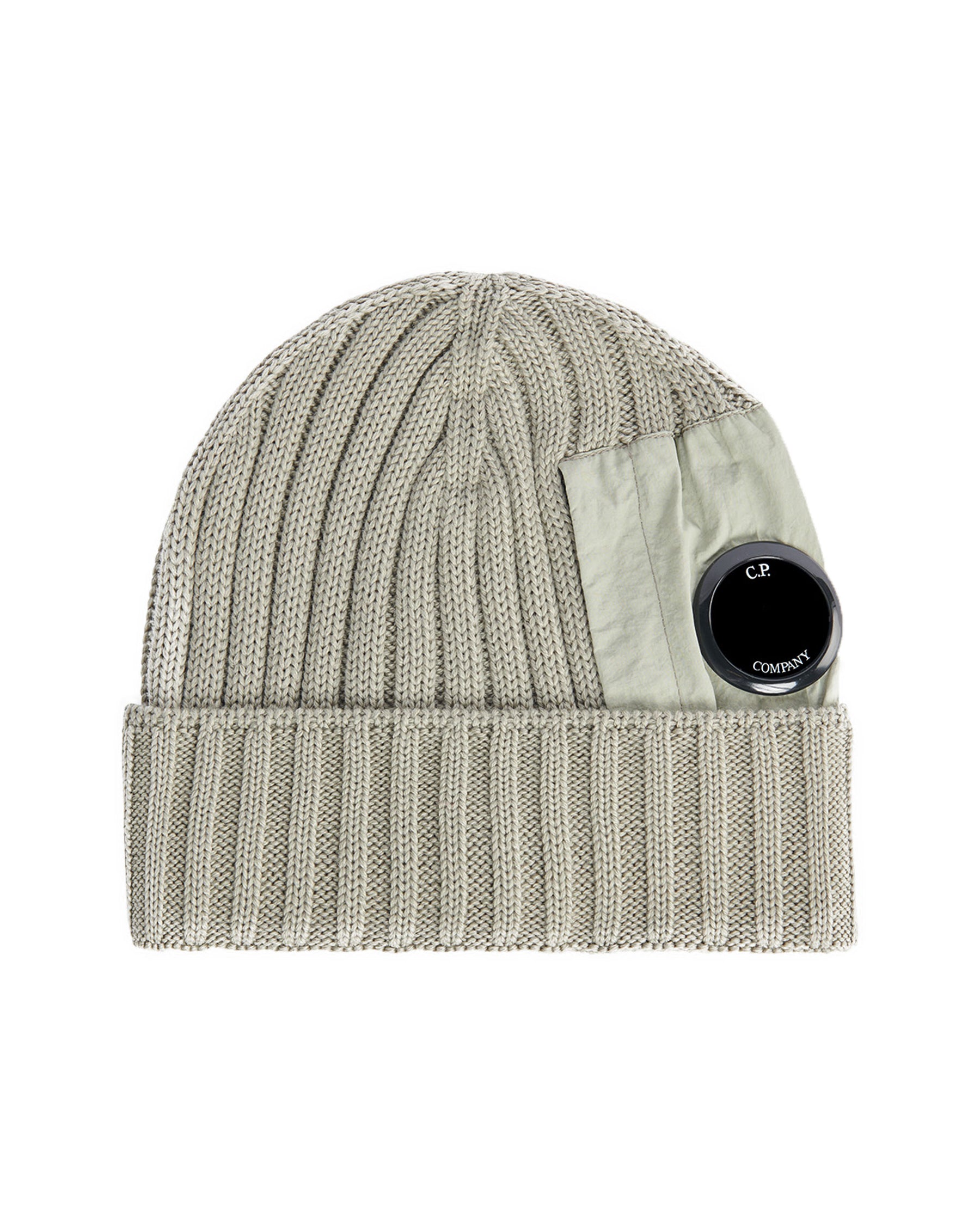 CP Company Extrafine Merino Wool Side Lens Beanie Silver Sage