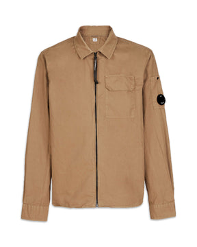 CP Company Gabardine Zipped Shirt Lead Gray