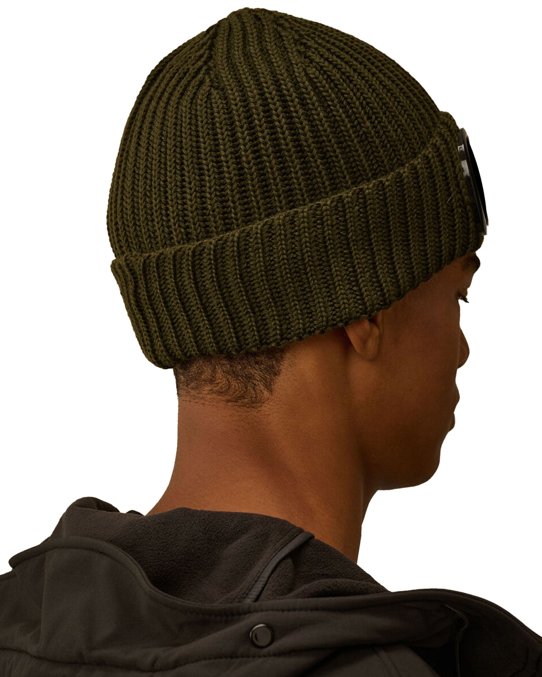 CP Company Knit Cap In Extrafine Merino Wool Ivy Green