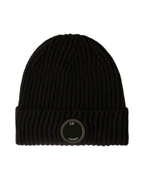 CP Company Knit Cap In Extrafine Merino Wool Nero