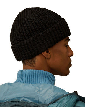 CP Company Knit Cap In Extrafine Merino Wool Nero