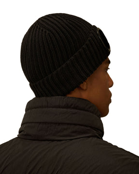CP Company Knit Cap In Extrafine Merino Wool Nero