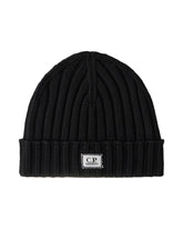 CP Company Knit Cap In Extrafine Merino Wool Total Eclipse