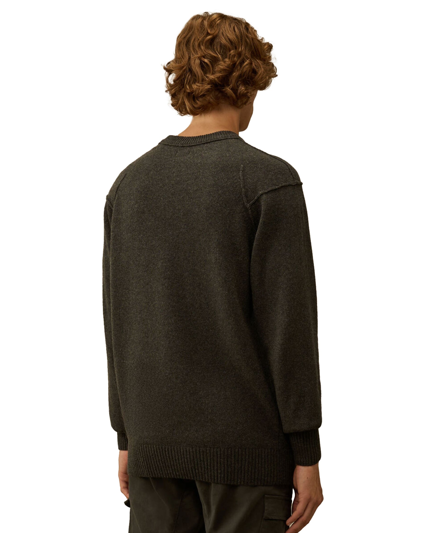 CP Company Knitwear Crew Neck In Lambswool Grs Dark Shadow